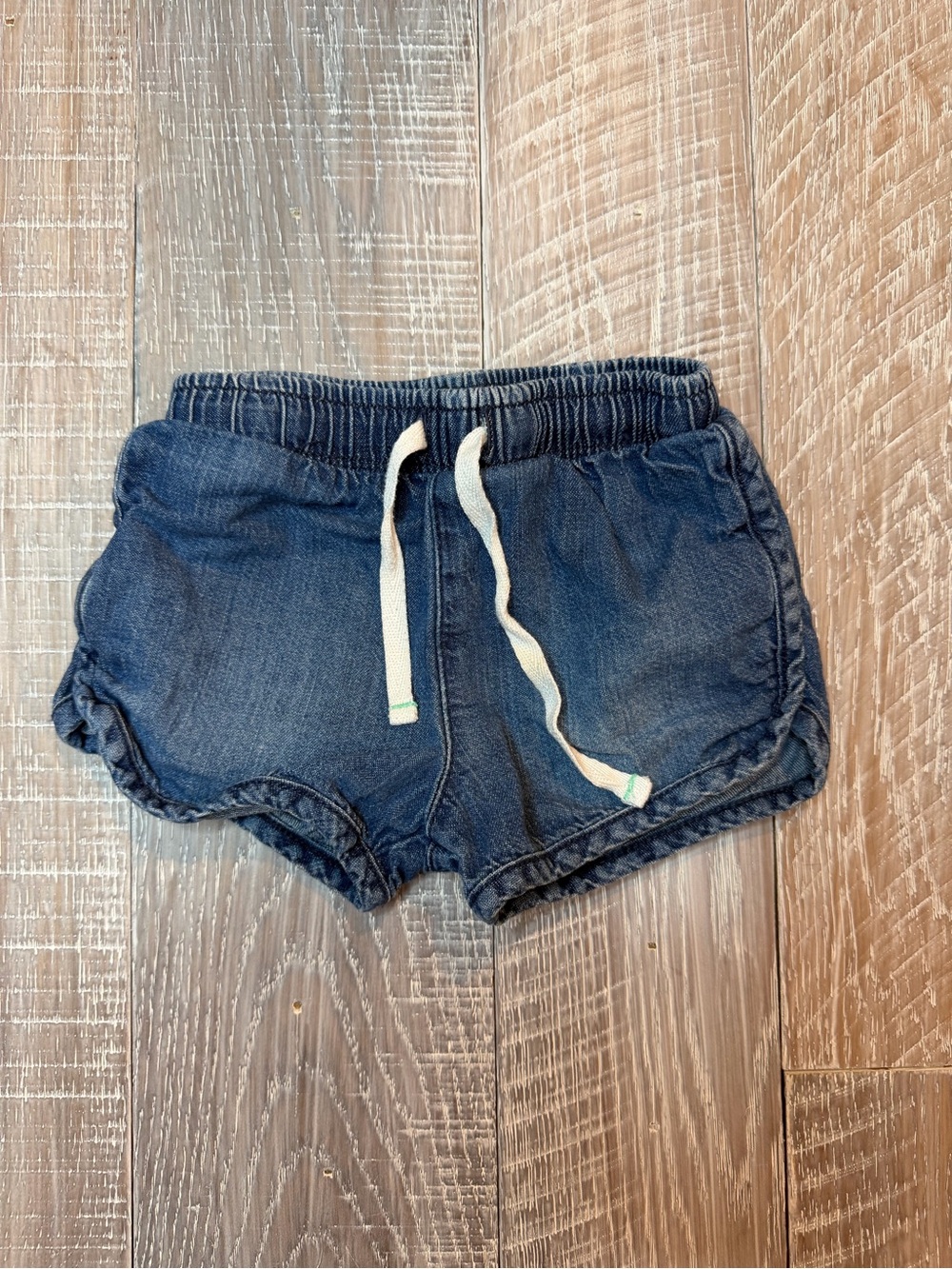 Cat & Jack Navy Knit Denim-Style Girls' Shorts with White Drawstring